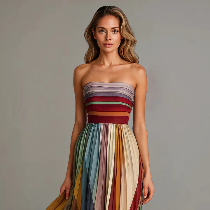 Juliana- Vestido de gasa plisado