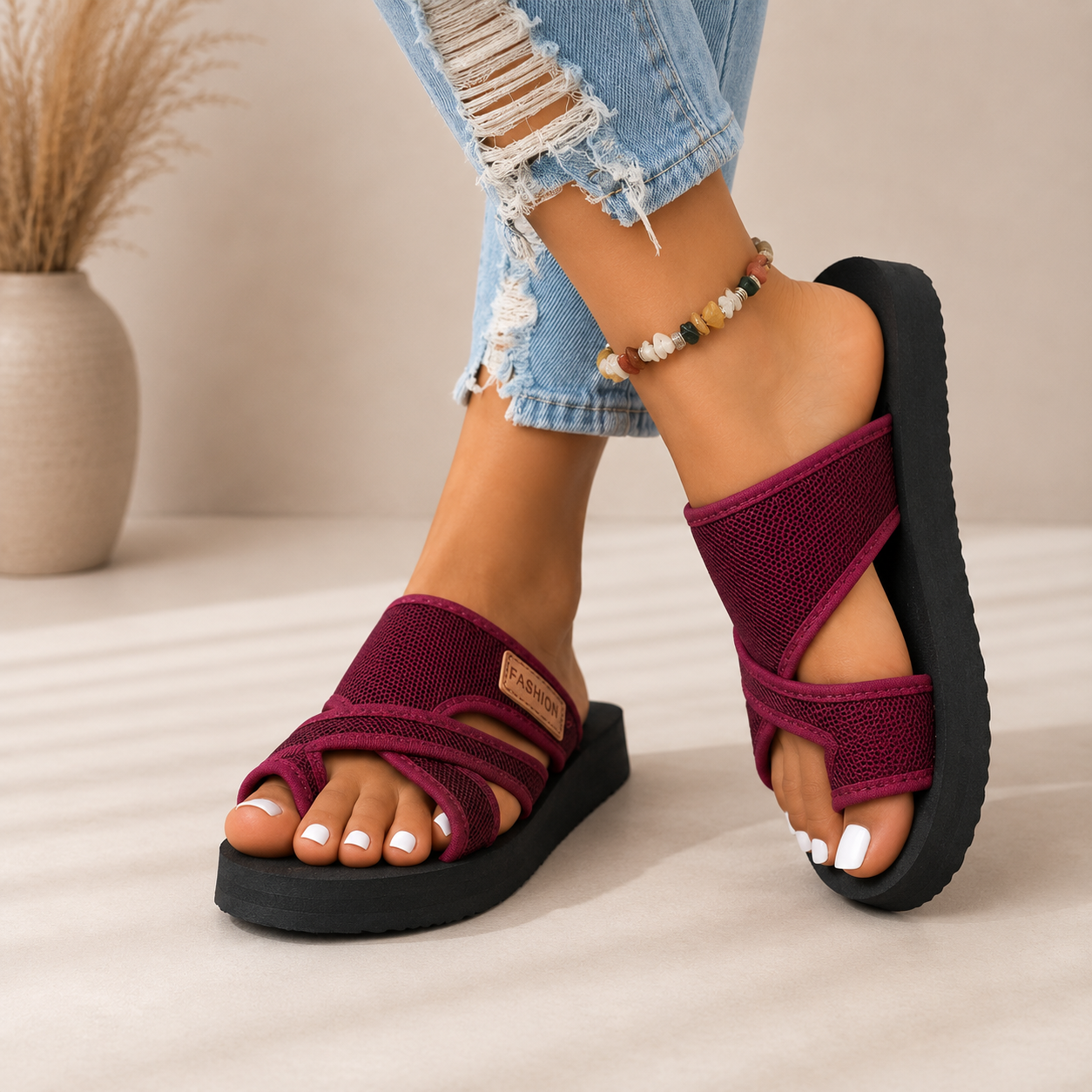 Sara | Sandalias de mujer de primavera de pala con tiras cruzadas