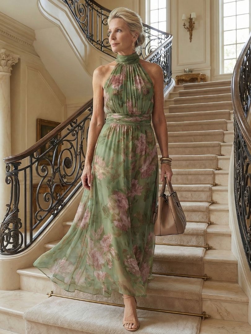 Solana | Vestido midi con cuello halter