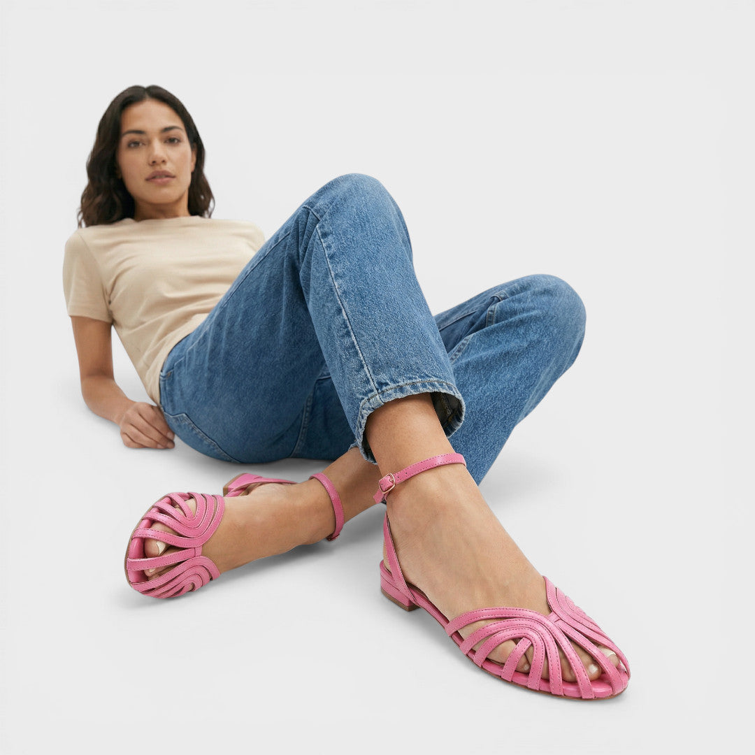 Sandalias mujer planas con tiras cruzadas y punta abierta - Desy