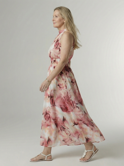Vestido midi sin mangas cómodo con cuello halter | Beatriz