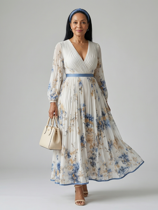 Natalia - Vestido midi envolvente plisado