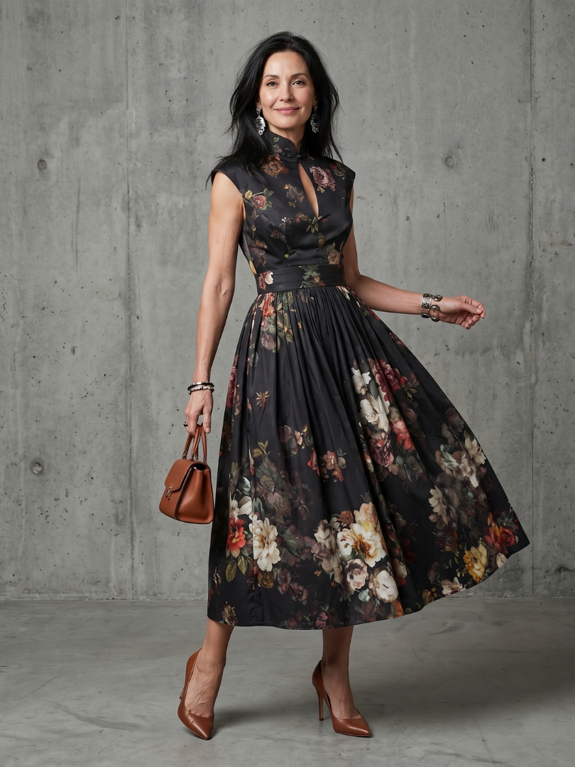 Pilar - Vestido midi plisado floral