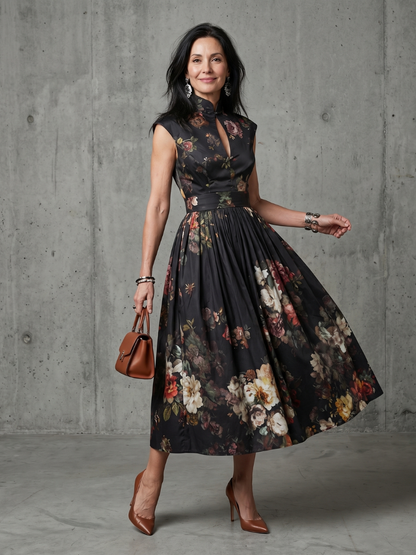 Pilar - Vestido midi plisado floral