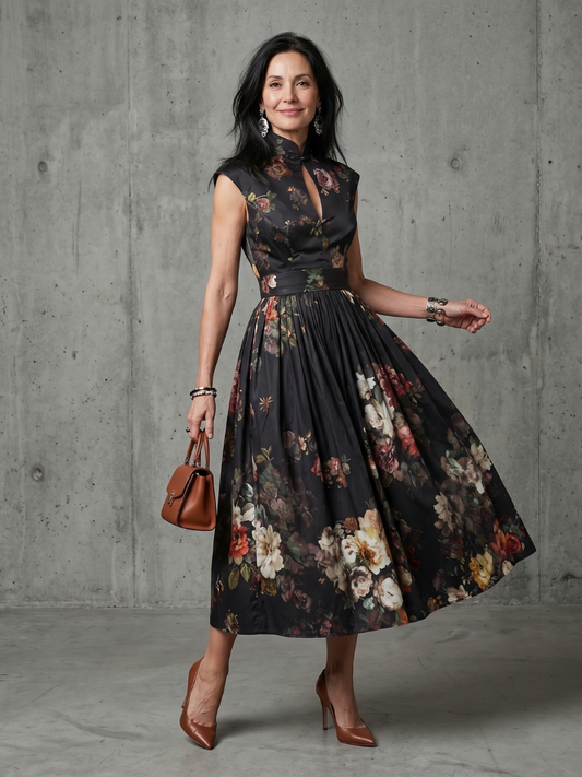 Pilar - Vestido midi plisado floral