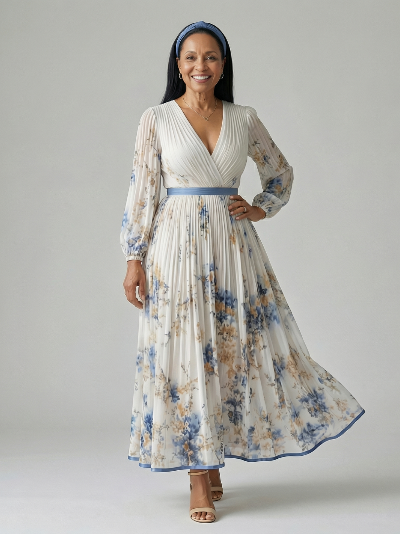 Natalia - Vestido midi envolvente plisado