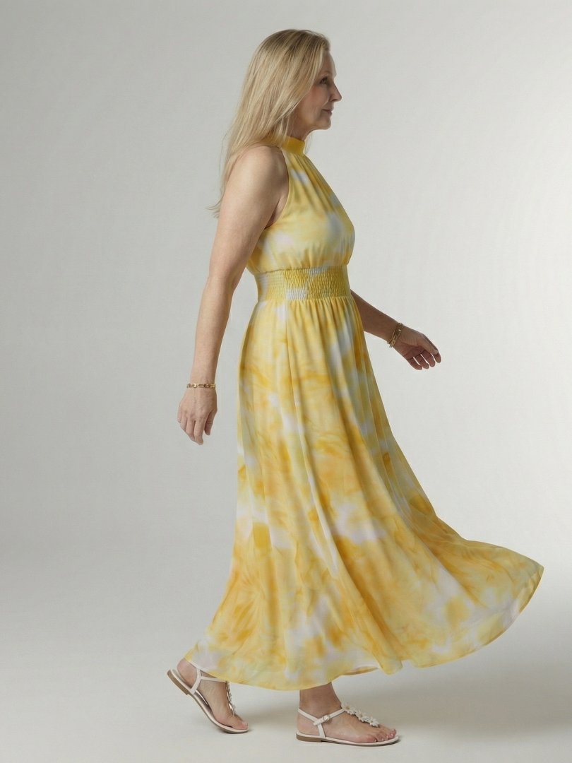 Vestido midi sin mangas cómodo con cuello halter | Beatriz