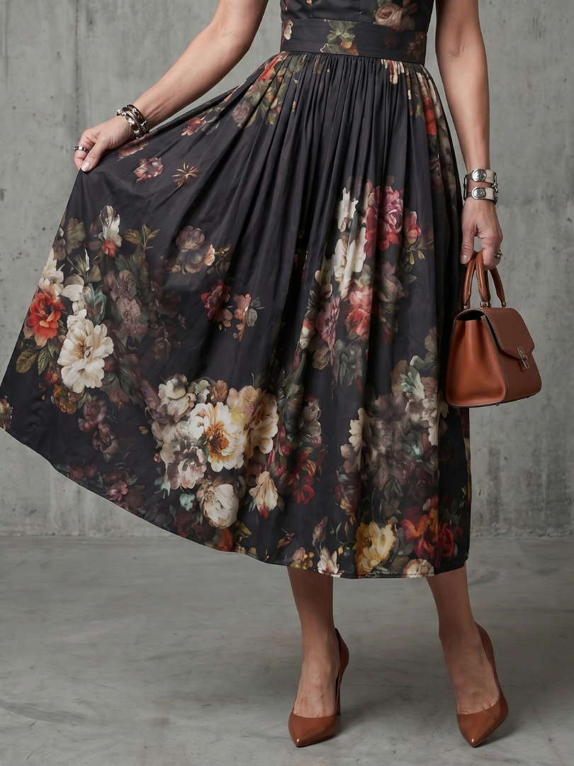 Pilar - Vestido midi plisado floral