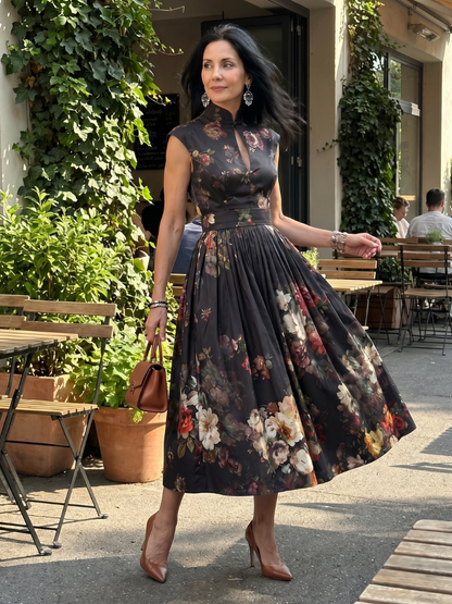 Pilar - Vestido midi plisado floral