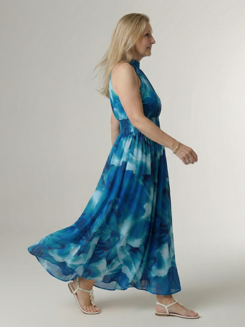 Vestido midi sin mangas cómodo con cuello halter | Beatriz