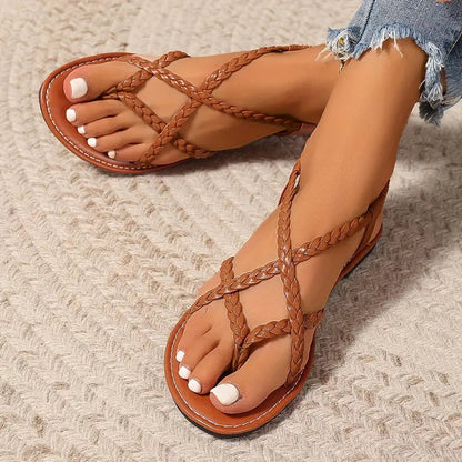 Lidia | Sandalias planas de primavera para mujer con diseño trenzado