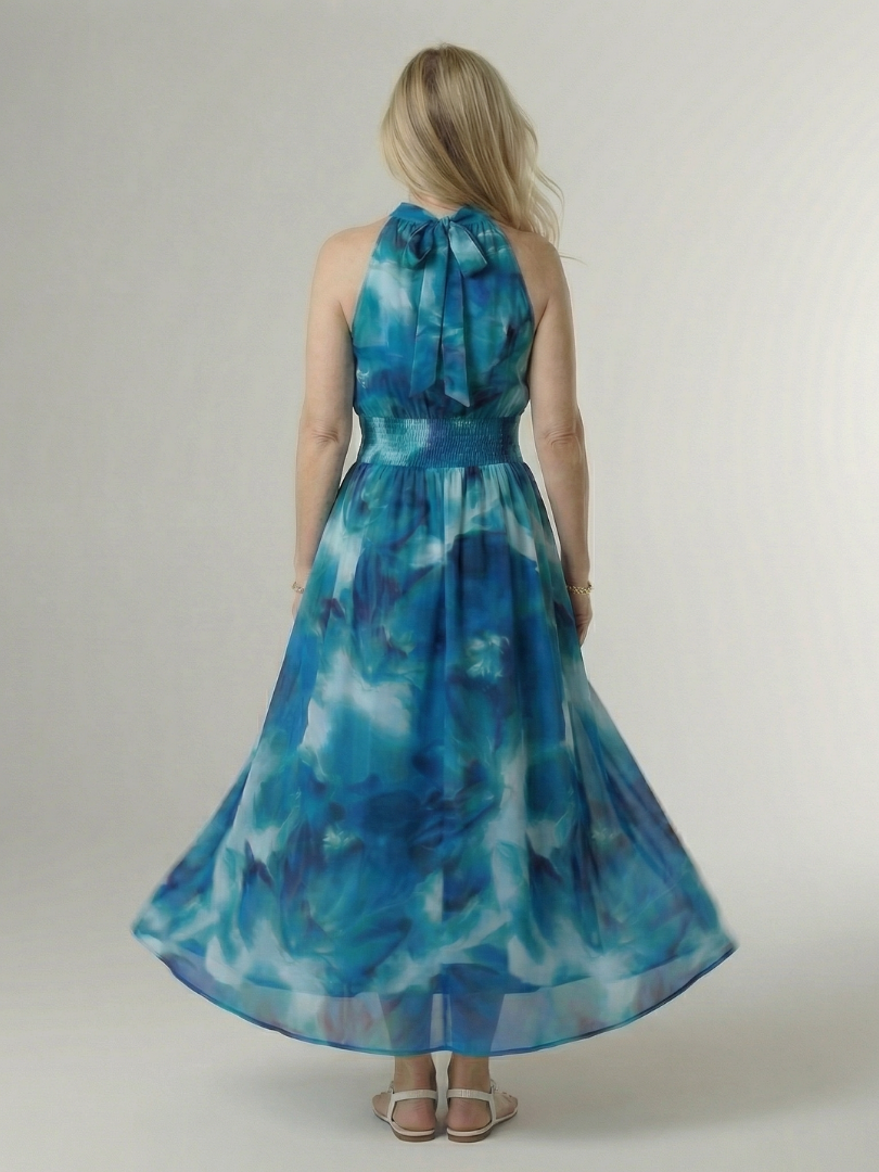 Vestido midi sin mangas cómodo con cuello halter | Beatriz