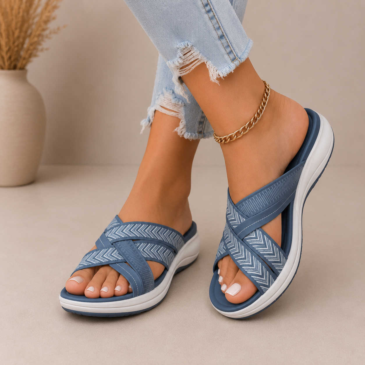 Sandalias de mujer con diseño cruzado y plataforma baja para verano Gracia