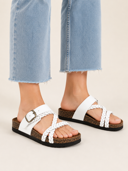 Sandalias planas trenzadas hebilla ajustable - Haylee