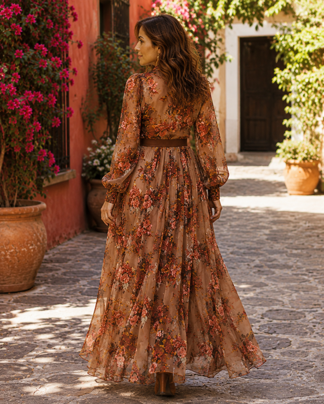 Jacinda | Vestido maxi boho para mujer con cinturón fluido | Ligero
