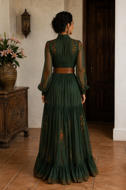 Jacinda | Vestido maxi boho para mujer con cinturón fluido | Ligero
