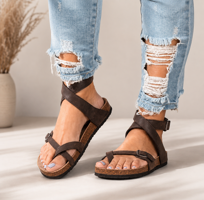 Sandalias planas de mujer con tiras ajustables- Andrea