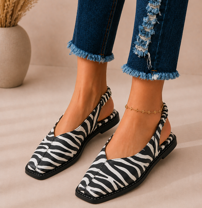 Sandalias planas de mujer de punta cuadrada - Sara