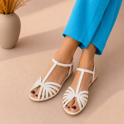 Sandalias mujer planas con tiras cruzadas y punta abierta - Desy