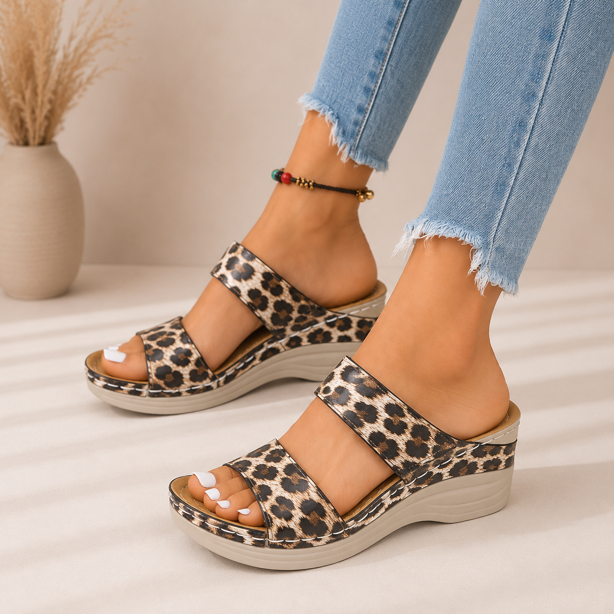 Sandalias Leopardo de Suela Suave