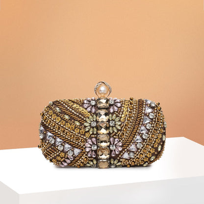 Clutch de Noche Hecho a Mano con Perla | Pedrería y Cuentas