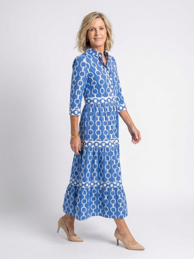 Miranda - Vestido con manga media y estampado en cadenas