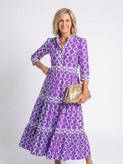 Miranda - Vestido con manga media y estampado en cadenas