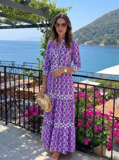 Miranda - Vestido con manga media y estampado en cadenas
