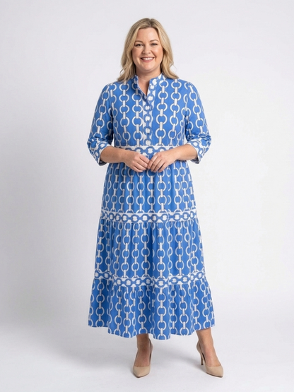 Miranda - Vestido con manga media y estampado en cadenas