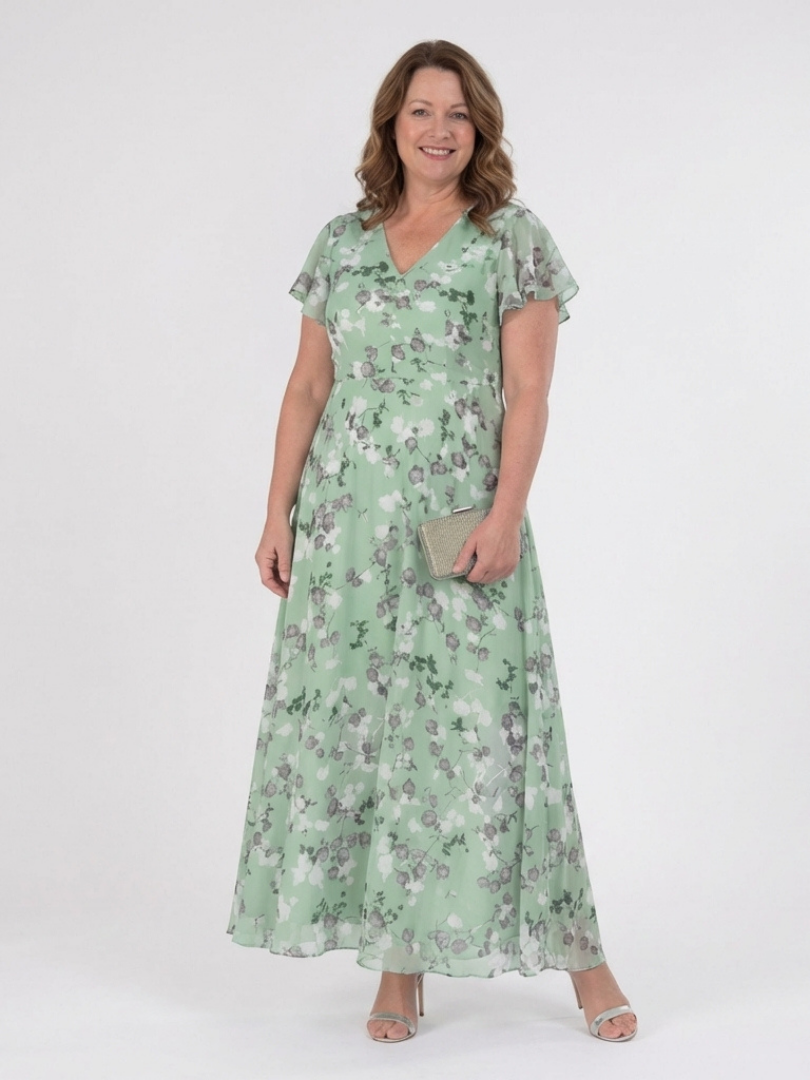 Isabel- Vestido largo de gasa con estampado floral