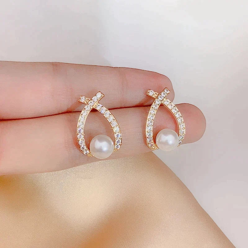 Pendientes con perlas y circonitas
