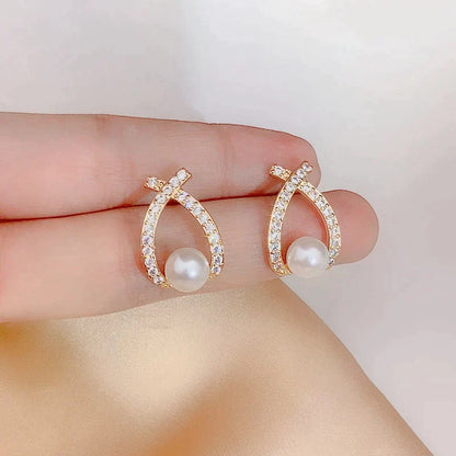 Pendientes con perlas y circonitas