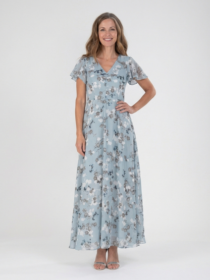 Isabel- Vestido largo de gasa con estampado floral