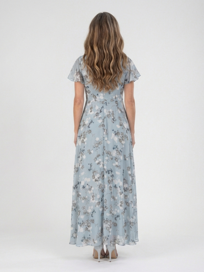 Isabel- Vestido largo de gasa con estampado floral