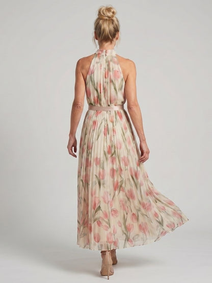 Martina | Vestido midi con escote halter floral