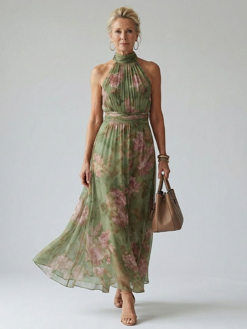 Solana | Vestido midi con cuello halter