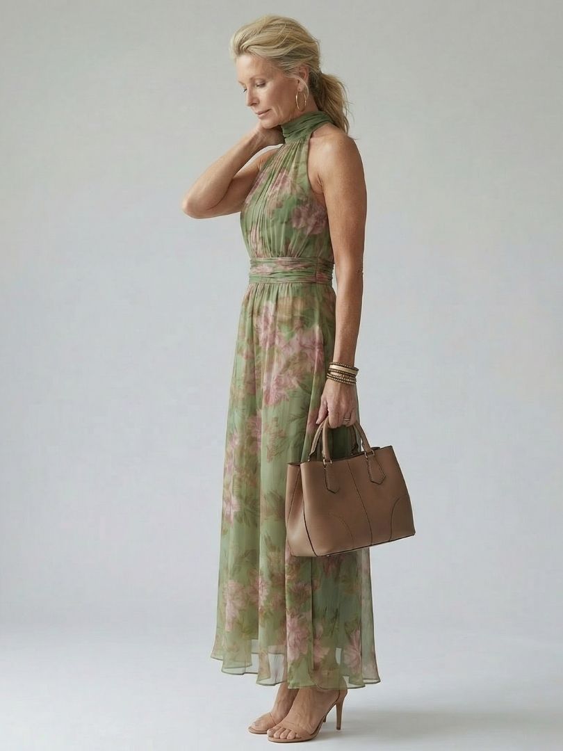 Solana | Vestido midi con cuello halter