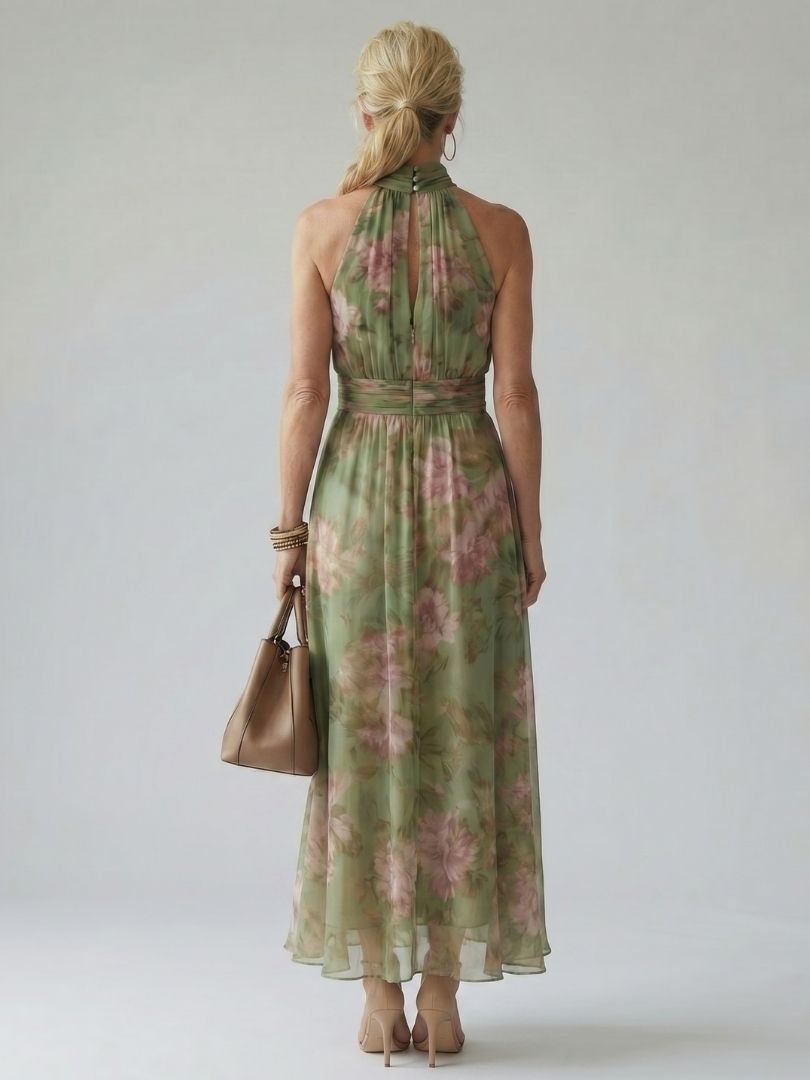 Solana | Vestido midi con cuello halter
