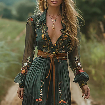 Jacinda | Vestido maxi boho para mujer con cinturón fluido | Ligero