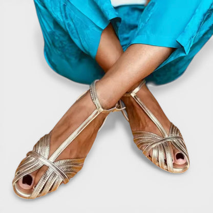 Sandalias mujer planas con tiras cruzadas y punta abierta - Desy