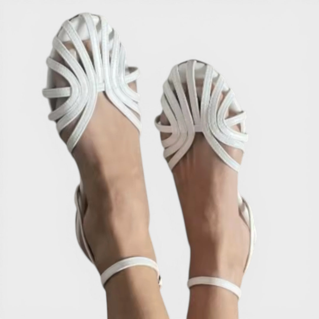 Sandalias mujer planas con tiras cruzadas y punta abierta - Desy