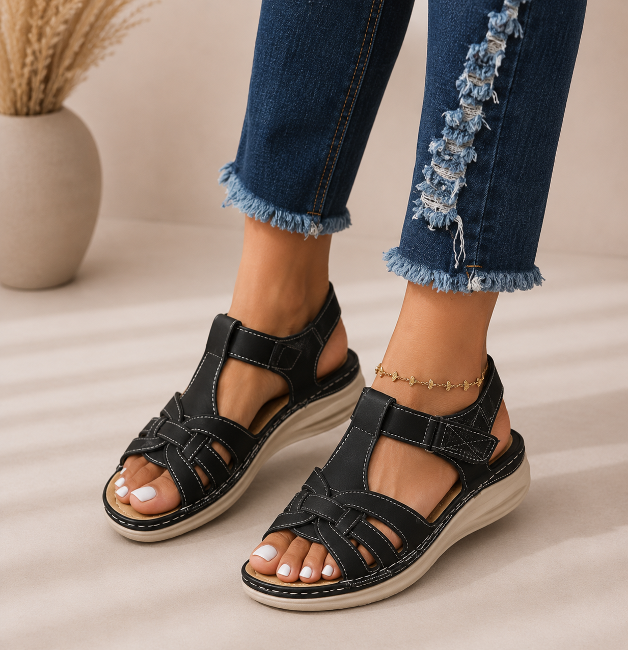 Sandalias de plataforma de mujer con suela de goma antideslizante - Ana