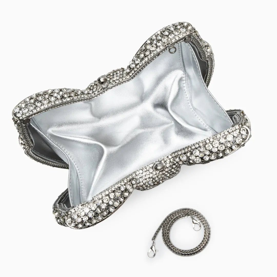 Clutch Plateado Lazo