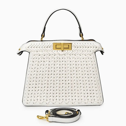 Bolso Estelle de Cuero Trenzado – Cierre Dorado Elegante
