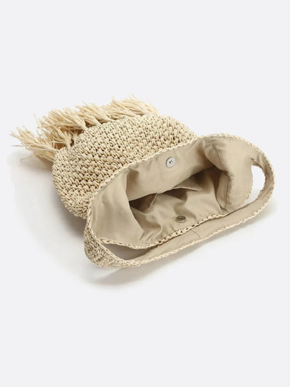 Bolso Hobo de Paja con Flecos – Estilo Boho Ligero para Verano