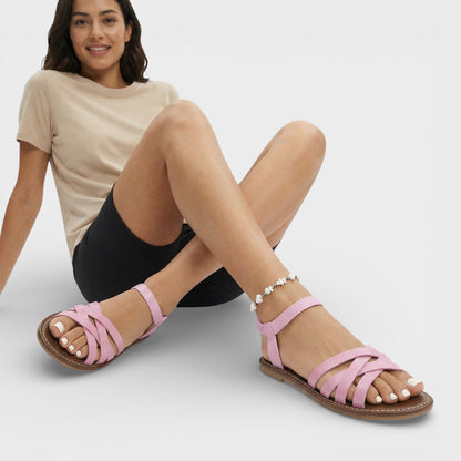 Sandalias planas de mujer con tiras cruzadas - Gema