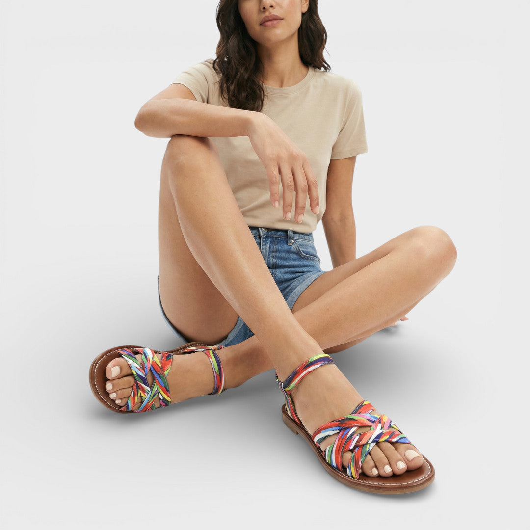 Sandalias planas de mujer con tiras cruzadas - Gema