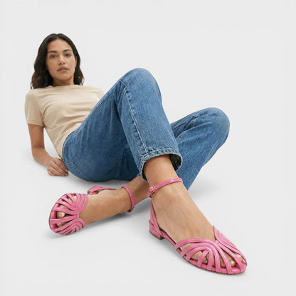 Sandalias mujer planas con tiras cruzadas y punta abierta - Desy