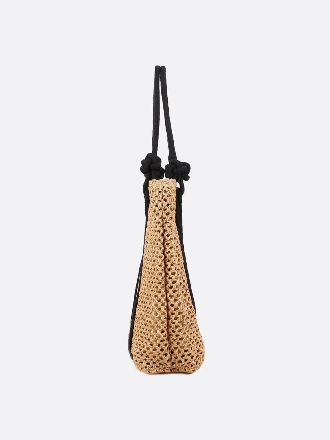 Bolso Tote Grande de Paja Tejida con Asas de Cuerda