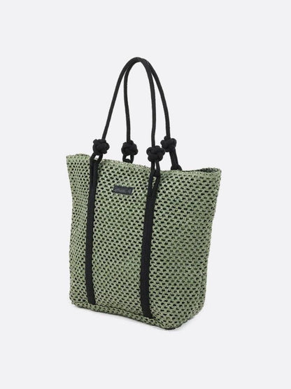 Bolso Tote Grande de Paja Tejida con Asas de Cuerda